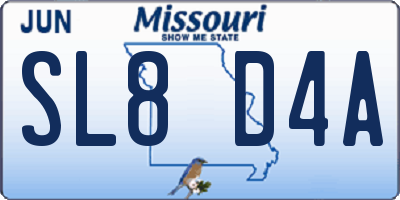 MO license plate SL8D4A