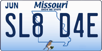 MO license plate SL8D4E