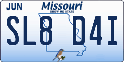 MO license plate SL8D4I