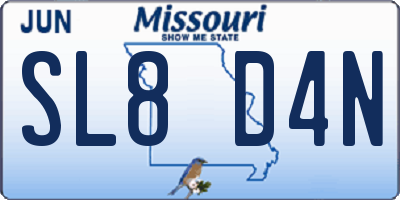 MO license plate SL8D4N