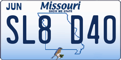 MO license plate SL8D4O