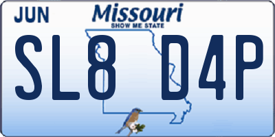 MO license plate SL8D4P