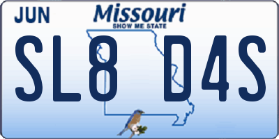 MO license plate SL8D4S