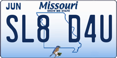 MO license plate SL8D4U