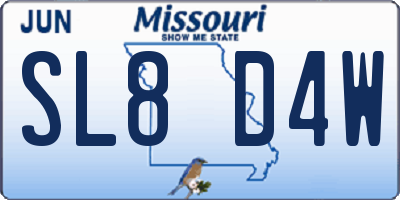 MO license plate SL8D4W