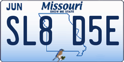 MO license plate SL8D5E