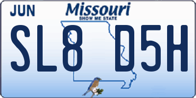 MO license plate SL8D5H