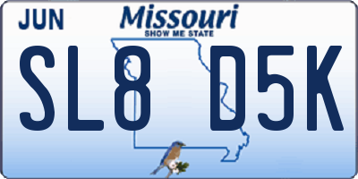 MO license plate SL8D5K