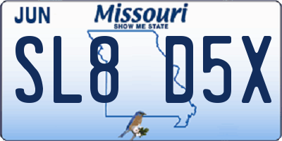 MO license plate SL8D5X