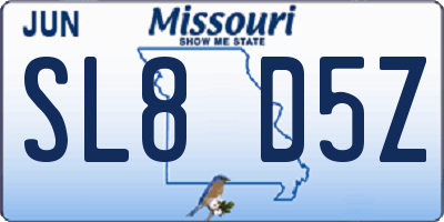 MO license plate SL8D5Z