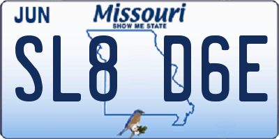 MO license plate SL8D6E