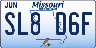 MO license plate SL8D6F