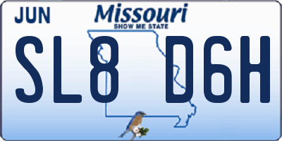 MO license plate SL8D6H