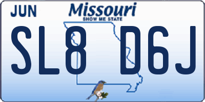 MO license plate SL8D6J