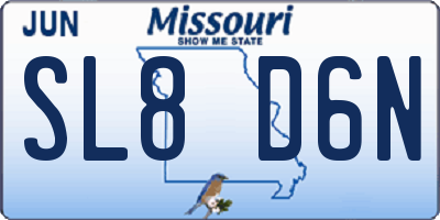 MO license plate SL8D6N