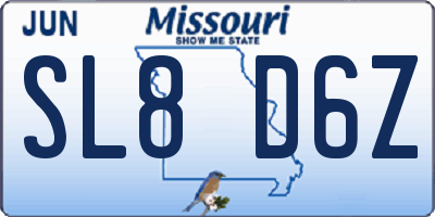 MO license plate SL8D6Z