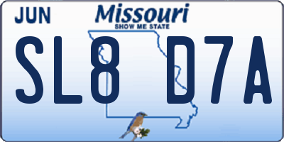 MO license plate SL8D7A