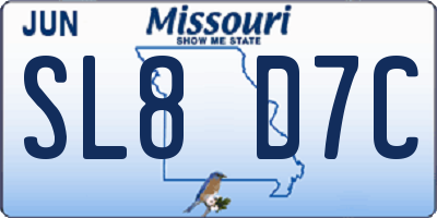 MO license plate SL8D7C