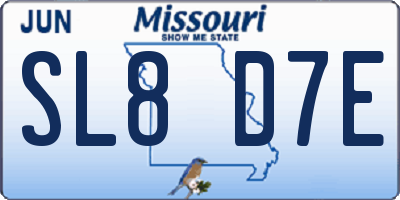 MO license plate SL8D7E