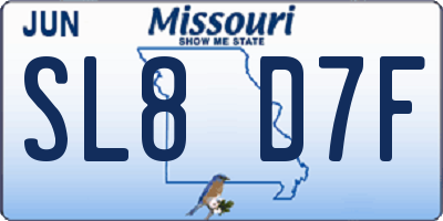 MO license plate SL8D7F