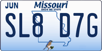 MO license plate SL8D7G
