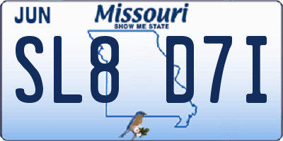 MO license plate SL8D7I