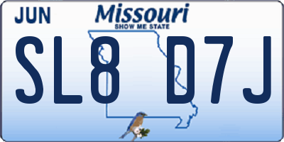MO license plate SL8D7J