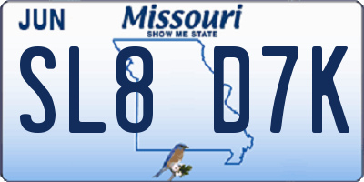 MO license plate SL8D7K