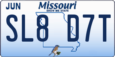 MO license plate SL8D7T