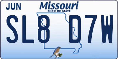 MO license plate SL8D7W
