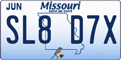 MO license plate SL8D7X