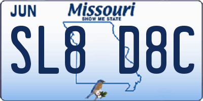 MO license plate SL8D8C