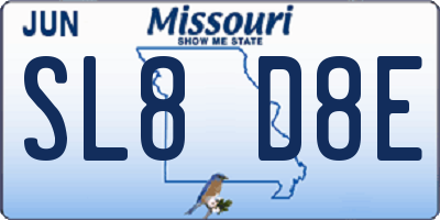 MO license plate SL8D8E