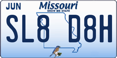 MO license plate SL8D8H