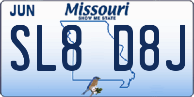 MO license plate SL8D8J