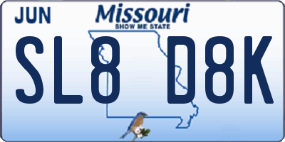 MO license plate SL8D8K