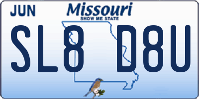 MO license plate SL8D8U