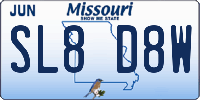 MO license plate SL8D8W