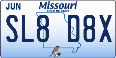 MO license plate SL8D8X