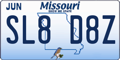 MO license plate SL8D8Z