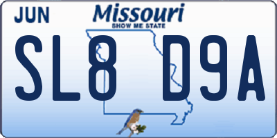 MO license plate SL8D9A