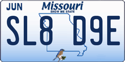 MO license plate SL8D9E