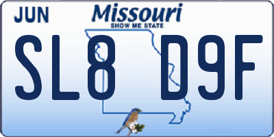 MO license plate SL8D9F