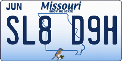 MO license plate SL8D9H