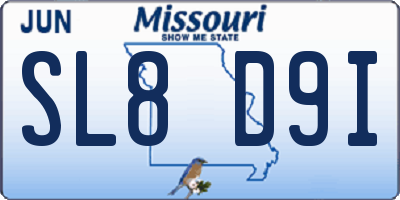 MO license plate SL8D9I