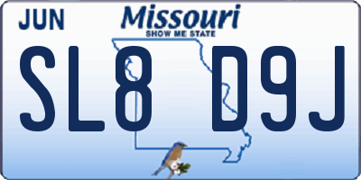 MO license plate SL8D9J