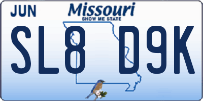 MO license plate SL8D9K
