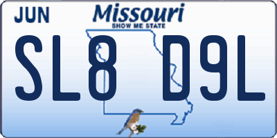MO license plate SL8D9L