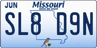 MO license plate SL8D9N