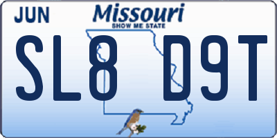 MO license plate SL8D9T